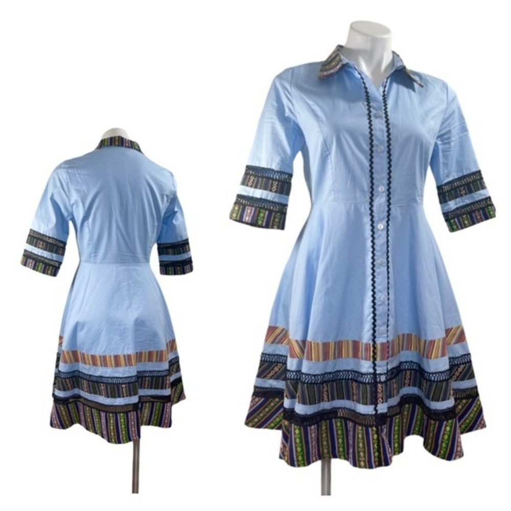 Style Mafia 70s Style Boho Button Fit /Flare Dress